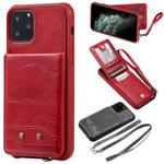 For iPhone 11 Pro Vertical Flip Shockproof Leather Protective Case with Long Rope, Support Card Slots & Bracket & Photo Holder & Wallet Function(Red)