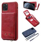 For iPhone 11 Pro Max Vertical Flip Shockproof Leather Protective Case with Long Rope, Support Card Slots & Bracket & Photo Holder & Wallet Function(Red)