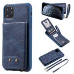 For iPhone 11 Pro Max Vertical Flip Shockproof Leather Protective Case with Long Rope, Support Card Slots & Bracket & Photo Holder & Wallet Function(Blue)