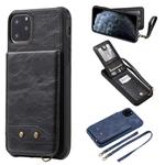 For iPhone 11 Pro Max Vertical Flip Shockproof Leather Protective Case with Long Rope, Support Card Slots & Bracket & Photo Holder & Wallet Function(Black)