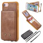 For iPhone 6 Vertical Flip Shockproof Leather Protective Case with Long Rope, Support Card Slots & Bracket & Photo Holder & Wallet Function(Brown)