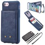 For iPhone 6 Vertical Flip Shockproof Leather Protective Case with Long Rope, Support Card Slots & Bracket & Photo Holder & Wallet Function(Blue)