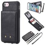 For iPhone 6 Vertical Flip Shockproof Leather Protective Case with Long Rope, Support Card Slots & Bracket & Photo Holder & Wallet Function(Black)