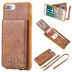 For iPhone 6 Plus Vertical Flip Shockproof Leather Protective Case with Long Rope, Support Card Slots & Bracket & Photo Holder & Wallet Function(Brown)