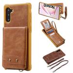 For Galaxy Note 10 Vertical Flip Shockproof Leather Protective Case with Long Rope, Support Card Slots & Bracket & Photo Holder & Wallet Function(Brown)