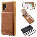 For Galaxy Note 10+ Vertical Flip Shockproof Leather Protective Case with Long Rope, Support Card Slots & Bracket & Photo Holder & Wallet Function(Brown)