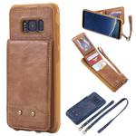 For Galaxy S8 Vertical Flip Shockproof Leather Protective Case with Long Rope, Support Card Slots & Bracket & Photo Holder & Wallet Function(Brown)