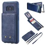 For Galaxy S8 Vertical Flip Shockproof Leather Protective Case with Long Rope, Support Card Slots & Bracket & Photo Holder & Wallet Function(Blue)