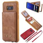 For Galaxy S8+ Vertical Flip Shockproof Leather Protective Case with Long Rope, Support Card Slots & Bracket & Photo Holder & Wallet Function(Brown)