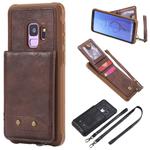 For Galaxy S9 Vertical Flip Shockproof Leather Protective Case with Long Rope, Support Card Slots & Bracket & Photo Holder & Wallet Function(咖啡)