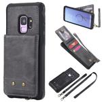 For Galaxy S9 Vertical Flip Shockproof Leather Protective Case with Long Rope, Support Card Slots & Bracket & Photo Holder & Wallet Function(Gray)