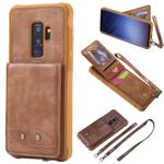 For Galaxy S9+ Vertical Flip Shockproof Leather Protective Case with Long Rope, Support Card Slots & Bracket & Photo Holder & Wallet Function(Brown)