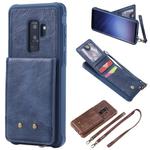 For Galaxy S9+ Vertical Flip Shockproof Leather Protective Case with Long Rope, Support Card Slots & Bracket & Photo Holder & Wallet Function(Blue)
