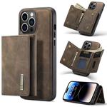 For iPhone 14 Pro DG.MING M1 Series 3-Fold Multi Card Wallet Leather Case(Coffee)