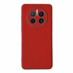 For Huawei Mate 50 Pro Genuine Leather Luolai Series Electroplating Phone Case(Red)