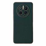 For Huawei Mate 50 Pro Genuine Leather Luolai Series Electroplating Phone Case(Dark Green)