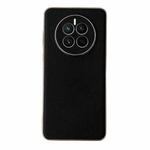 For Huawei Mate 50 Genuine Leather Luolai Series Electroplating Phone Case(Black)