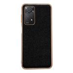 For Xiaomi Redmi Note 11 Pro 4G Global/5G Global/Note 11E Pro Genuine Leather Luolai Series Electroplating Phone Case(Black)