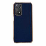 For Xiaomi Redmi Note 11 Pro 4G Global/5G Global/Note 11E Pro Genuine Leather Luolai Series Electroplating Phone Case(Dark Blue)