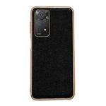 For Xiaomi Redmi Note 11 Global/Note 11S 4G Genuine Leather Luolai Series Electroplating Phone Case(Black)