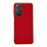 For Xiaomi Redmi Note 11 Global/Note 11S 4G Genuine Leather Luolai Series Electroplating Phone Case(Red)