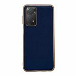 For Xiaomi Redmi Note 11 Global/Note 11S 4G Genuine Leather Luolai Series Electroplating Phone Case(Dark Blue)