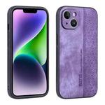 For iPhone 14 AZNS 3D Embossed Skin Feel Phone Case(Purple)