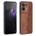 For OPPO Reno8 AZNS 3D Embossed Skin Feel Phone Case(Brown)