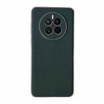 For Huawei Mate 50 Genuine Leather Xiaoya Series Nano Plating Phone Case(Dark Green)