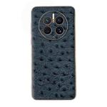 For Huawei Mate 50 Pro Genuine Leather Ostrich Texture Nano Plating Phone Case(Blue)