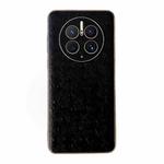 For Huawei Mate 50 Pro Genuine Leather Ostrich Texture Nano Plating Phone Case(Black)