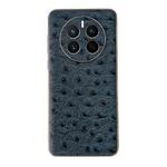 For Huawei Mate 50 Genuine Leather Ostrich Texture Nano Plating Phone Case(Blue)