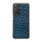For Xiaomi Redmi Note 11 Pro 4G Global/5G Global/Note 11E Pro Genuine Leather Ostrich Texture Nano Plating Phone Case(Blue)
