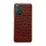 For Xiaomi Redmi Note 11 Global/Note 11S 4G Genuine Leather Ostrich Texture Nano Plating Phone Case(Coffee)