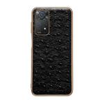 For Xiaomi Redmi Note 11 Global/Note 11S 4G Genuine Leather Ostrich Texture Nano Plating Phone Case(Black)
