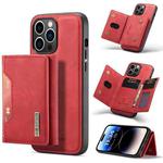 For iPhone 14 Pro DG.MING M2 Series 3-Fold Card Bag Leather Case(Red)