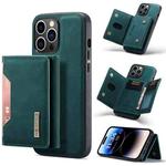 For iPhone 14 Pro DG.MING M2 Series 3-Fold Card Bag Leather Case(Green)