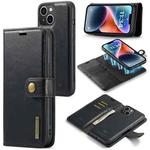 For iPhone 14 Plus DG.MING Crazy Horse Texture Detachable Magnetic Leather Case(Black)