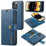 For iPhone 14 Pro Max DG.MING Crazy Horse Texture Detachable Magnetic Leather Case(Blue)