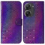 For Asus Zenfone 9 Colorful Magnetic Buckle Leather Phone Case(Purple)
