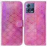 For Motorola Moto S30 Pro 5G / Edge 30 Fusion Colorful Magnetic Buckle Leather Phone Case(Pink)