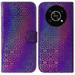 For Honor X9 / X9 5G Colorful Magnetic Buckle Leather Phone Case(Purple)