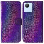 For Realme C30 Colorful Magnetic Buckle Leather Phone Case(Purple)