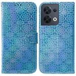 For OPPO Reno8 Colorful Magnetic Buckle Leather Phone Case(Blue)