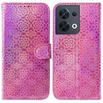 For OPPO Reno8 Colorful Magnetic Buckle Leather Phone Case(Pink)