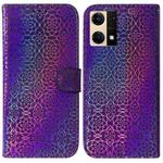 For OPPO Reno7 4G Colorful Magnetic Buckle Leather Phone Case(Purple)