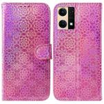 For OPPO Reno7 4G Colorful Magnetic Buckle Leather Phone Case(Pink)