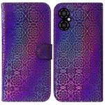 For Xiaomi Poco M4 5G Colorful Magnetic Buckle Leather Phone Case(Purple)