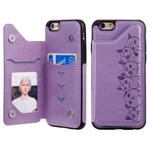 For iPhone 6 Six Cats Embossing Pattern Protective Case with Holder & Card Slots & Photo Frame(Purple)