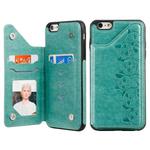For iPhone 6 Plus Six Cats Embossing Pattern Protective Case with Holder & Card Slots & Photo Frame(Green)